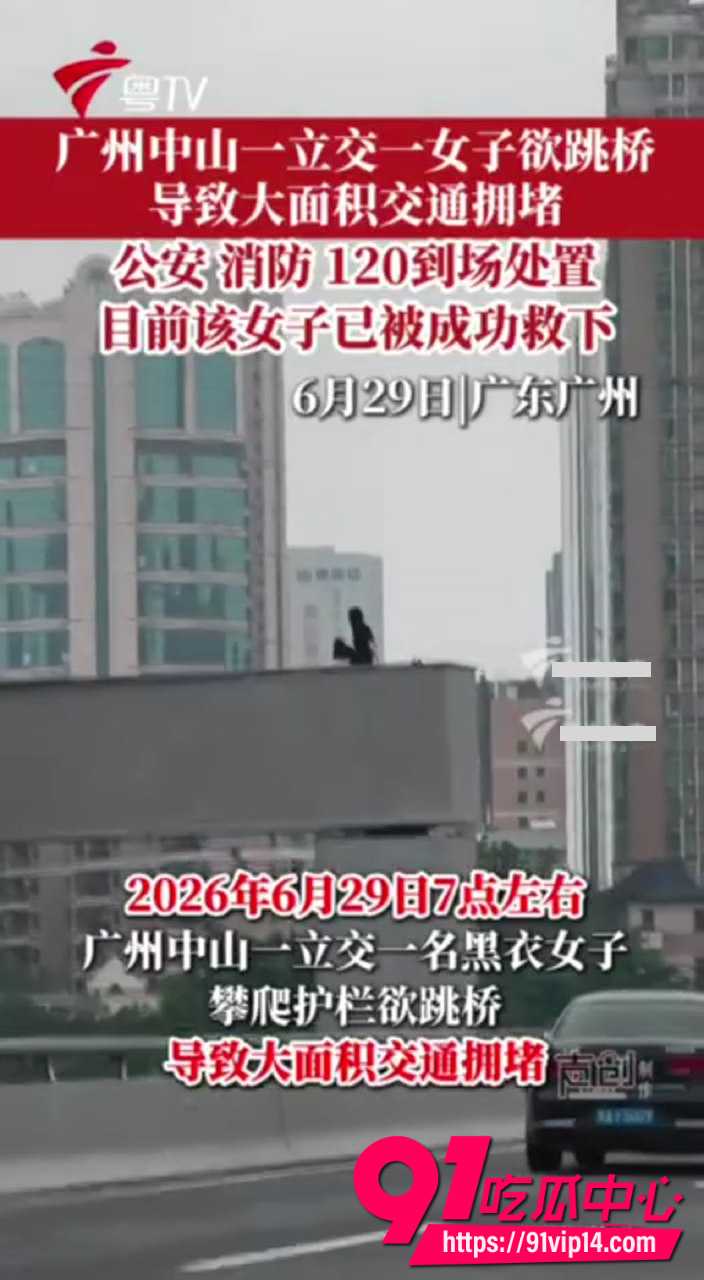 广州中山一立交黑衣女子1