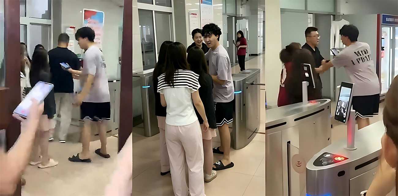 沧州师范学院 女生脚踏两只船被男友抓包 宿舍楼下对峙 众人围观引起轰动！