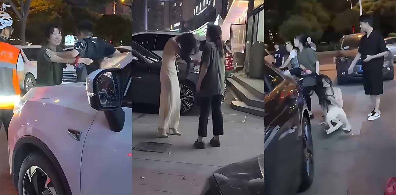 湖南邵阳 深夜上演捉奸大戏 彪悍原配街头狂拽小三头发 拖地拉扯彻底失控！ - 熟女人妻